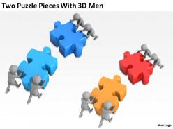 Two puzzle pieces with 3d men ppt graphics icons powerpoint