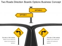 Two roads direction boards options business concept