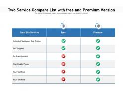Two service compare list with free and premium version