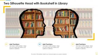 Two silhouette head with bookshelf in library