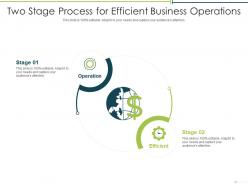 Two stage process for efficient business operations