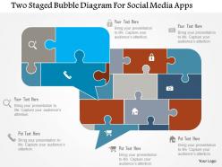 Two staged bubble diagram for social media apps flat powerpoint design