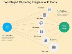 Two staged clustering diagram with icons flat powerpoint design