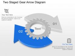 Two staged gear arrow diagram powerpoint template slide