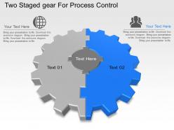 Two staged gear for process control powerpoint template slide
