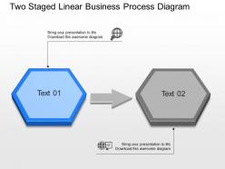 Two staged linear business process diagram powerpoint template slide