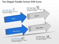 Two staged parallel arrows with icons powerpoint template slide