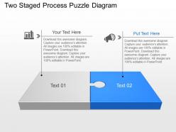 Two staged process puzzle diagram powerpoint template slide