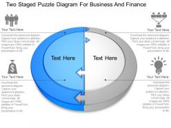 Two staged puzzle diagram for business and finance powerpoint template slide