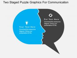 Two staged puzzle graphics for communication flat powerpoint desgin
