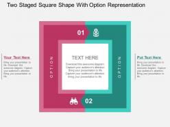 Two staged square shape with option representation flat powerpoint design