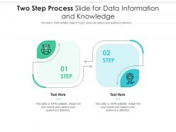 Two Step Process Slide For Data Information And Knowledge Infographic Template