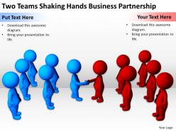 Two teams shaking hands business partnership ppt graphics icons powerpoint
