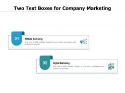 Two text boxes for company marketing