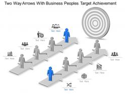 Two way arrows with business peoples target achievement powerpoint template slide