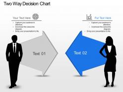 Two way decision chart powerpoint template slide