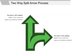 Two way split arrow process ppt templates