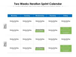 Two weeks iteration sprint calendar