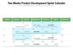 Two weeks product development sprint calendar