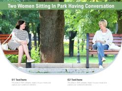 Two women sitting in park having conversation