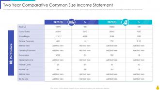 Two Year Comparative Common Size Income Statement