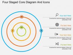 Tx four staged core diagram and icons flat powerpoint design