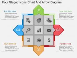 Ty four staged icons chart and arrow diagram flat powerpoint design