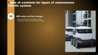 Types Of Autonomous Robotic System Powerpoint Presentation Slides Good Best