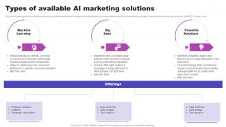 Types Of Available AI Marketing Solutions AI Marketing Strategies AI SS V