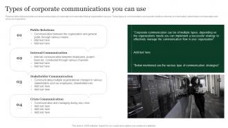Types Of Corporate Communications You Can Use Public Relation Communication