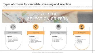 Types Of Criteria For Candidate Screening And Selection Screening And Shortlisting Ideal