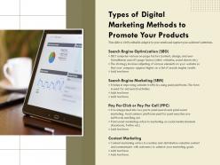 Types Of Digital Marketing Methods To Promote Your Products