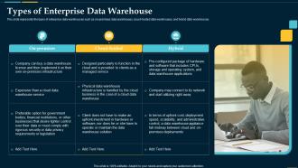 Types Of Enterprise Data Warehouse Business Intelligence Solution