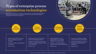 Types Of Enterprise Process Automation Technologies