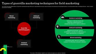 Types Of Guerrilla Marketing Techniques For Field Strategic Guide For Field Marketing MKT SS