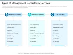 Types Of Management Consultancy Services Transformation Of The Old Business