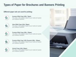 Types of paper for brochures and banners printing ppt infographics model