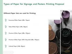 Types of paper for signage and posters printing proposal ppt powerpoint presentation slides