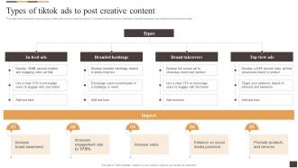 Types Of Tiktok Ads To Post Creative Content Applying Multiple Marketing Strategy SS V