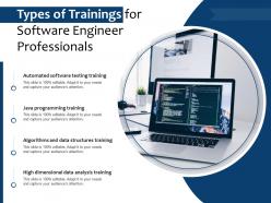 Types of trainings for software engineer professionals