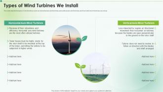 Types Of Wind Turbines We Install Clean Energy Ppt Powerpoint Presentation Icon Demonstration