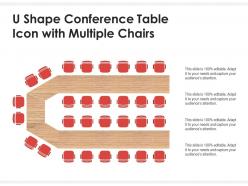 U shape conference table icon with multiple chairs
