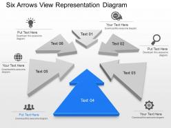Ub six arrows view representation diagram powerpoint template slide