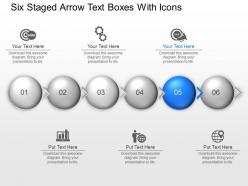 Ud six staged arrow text boxes with icons powerpoint template slide