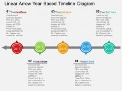 Ue linear arrow year based timeline diagram flat powerpoint design