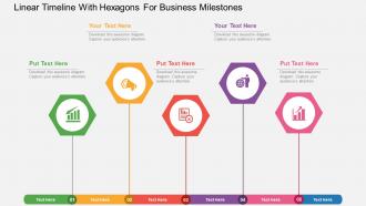 Uf linear timeline with hexagons for business milestones flat powerpoint design