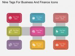 Ui nine tags for business and finance icons flat powerpoint design