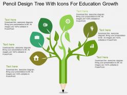 Uj pencil design tree with icons for education growth flat powerpoint design