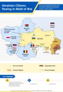 Ukrainian Citizens Fleeing In Midst Of War Russia Ukraine War Map One Pager Sample Example Document