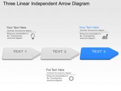 Ul three linear independent arrow diagram powerpoint template slide